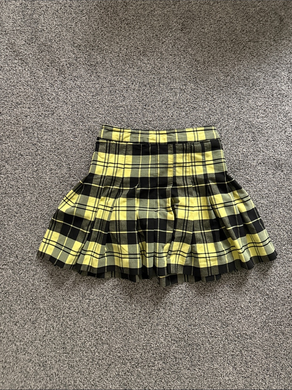 “Clueless” inspired Love Tree Yellow and Black Plaid Pleated Mini Skirt